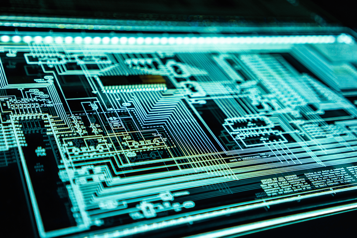 Detailed view of a computer chip