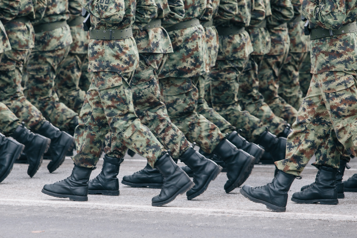 Military soldiers marching