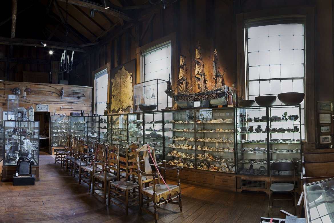 Panoramic photo inside Skinner Museum.