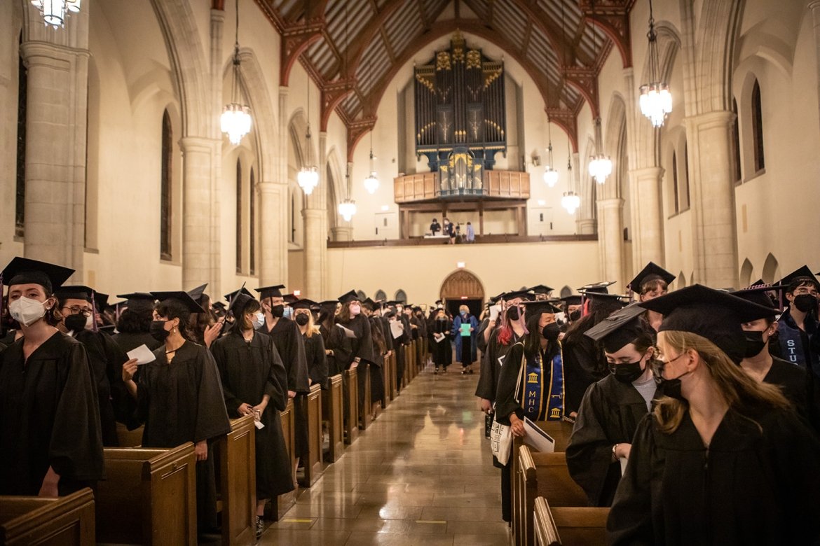 The class of 2022 processing for Baccalaureate