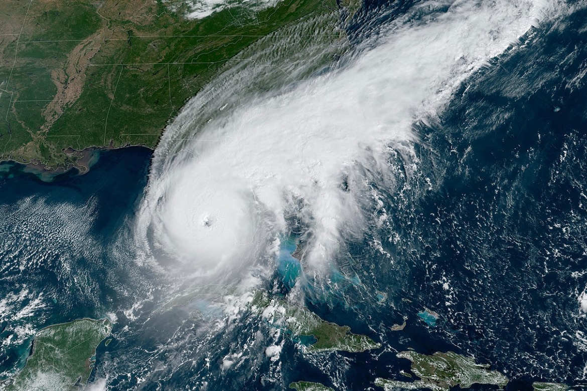 An aerial view of Hurrican Ian over Florida