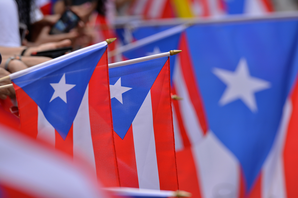A line of Puerto Rico flags