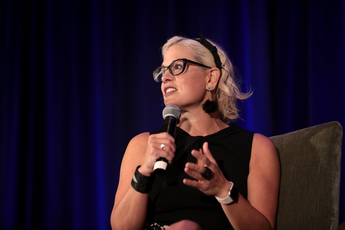 U.S. Senator Kyrsten Sinema speaking with attendees at the 2019 Update from Capitol Hill hosted by the Arizona Chamber of Commerce and Industry at the Arizona Biltmore Resort in Phoenix, Arizona. Courtesy Gage Skidmore.