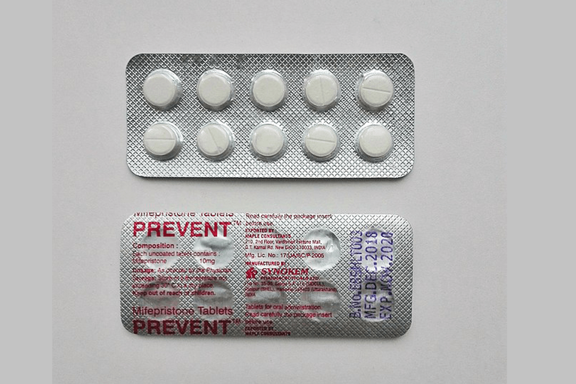 A pack of so-called “abortion pills” containing mifepristone. 