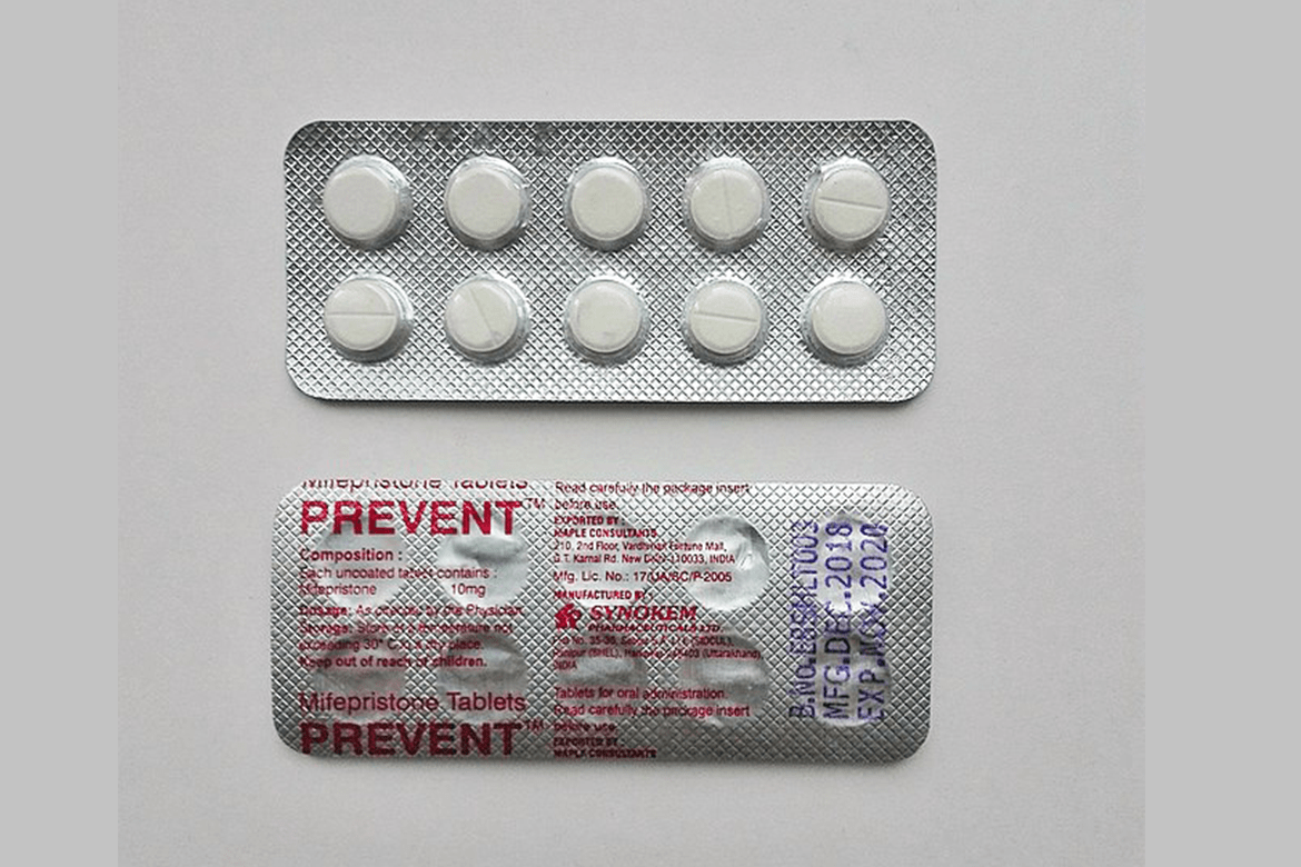 A pack of so-called “abortion pills” containing mifepristone.