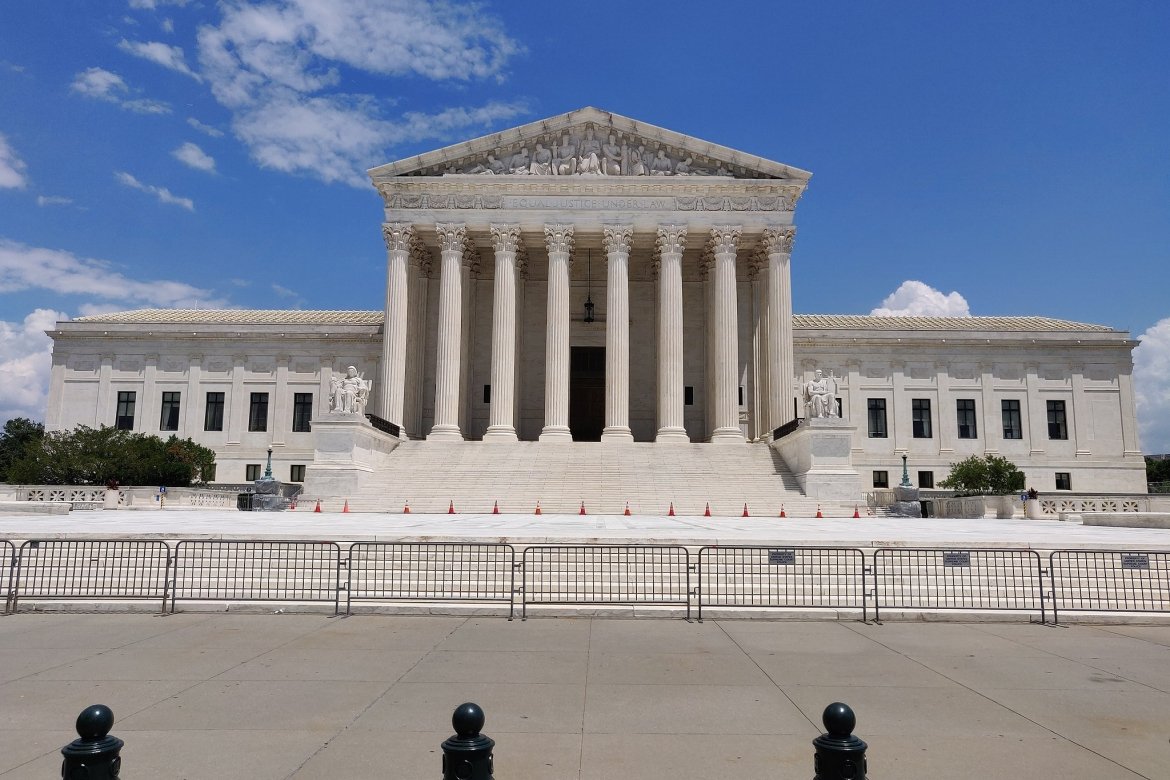 A wide angled shot of the U.S. Supreme Court 