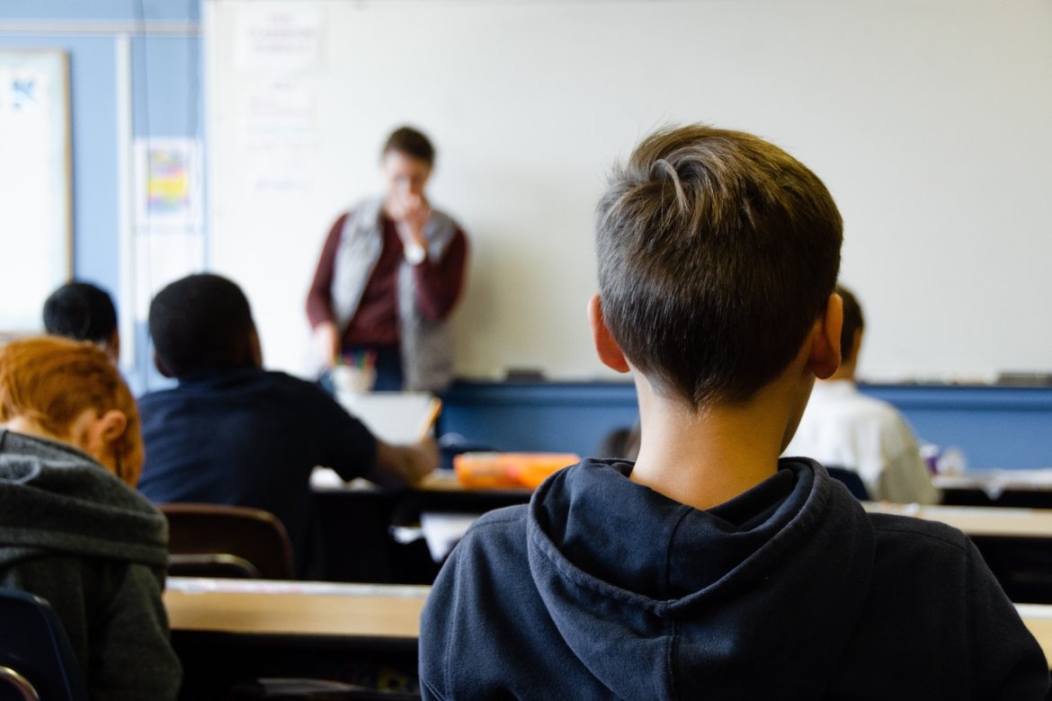 A classroom with students