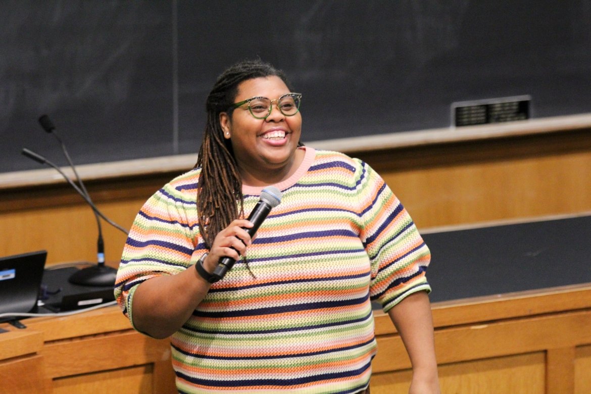Angelica Patterson, curator of education and outreach of the Miller Worley Center for the Environment, spoke to Mount Holyoke students interested in environmental careers.