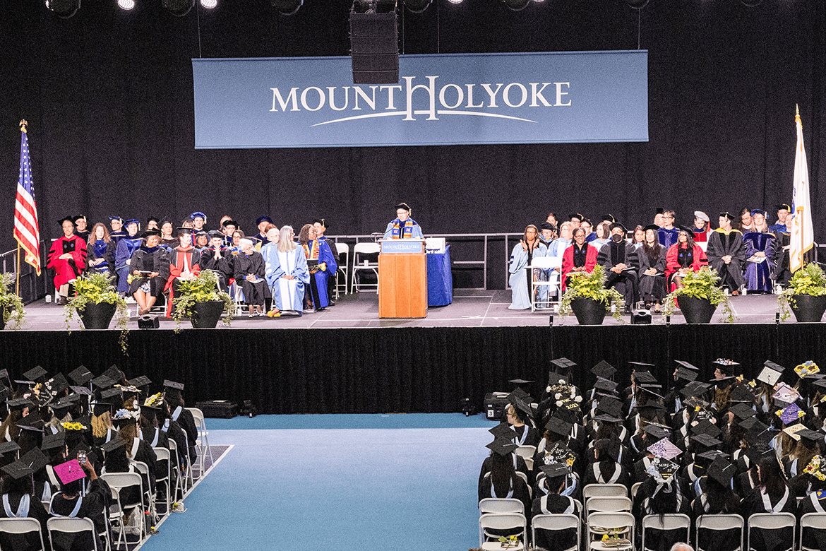 Interim President Beverly Danial Tatum addressing graduates during Commencement 2023