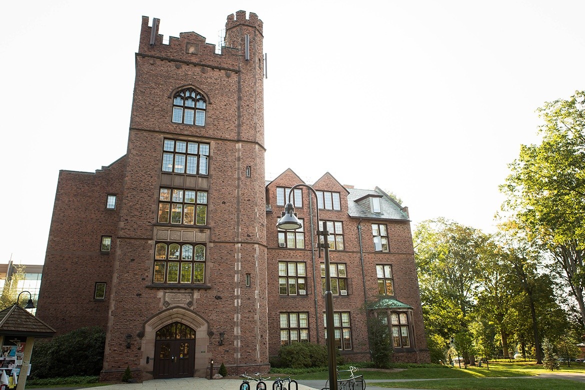 Campus beauty - brick building highlighted by the sun