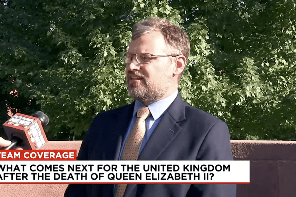 Christopher Mitchell speaking with a Western Mass News reporter