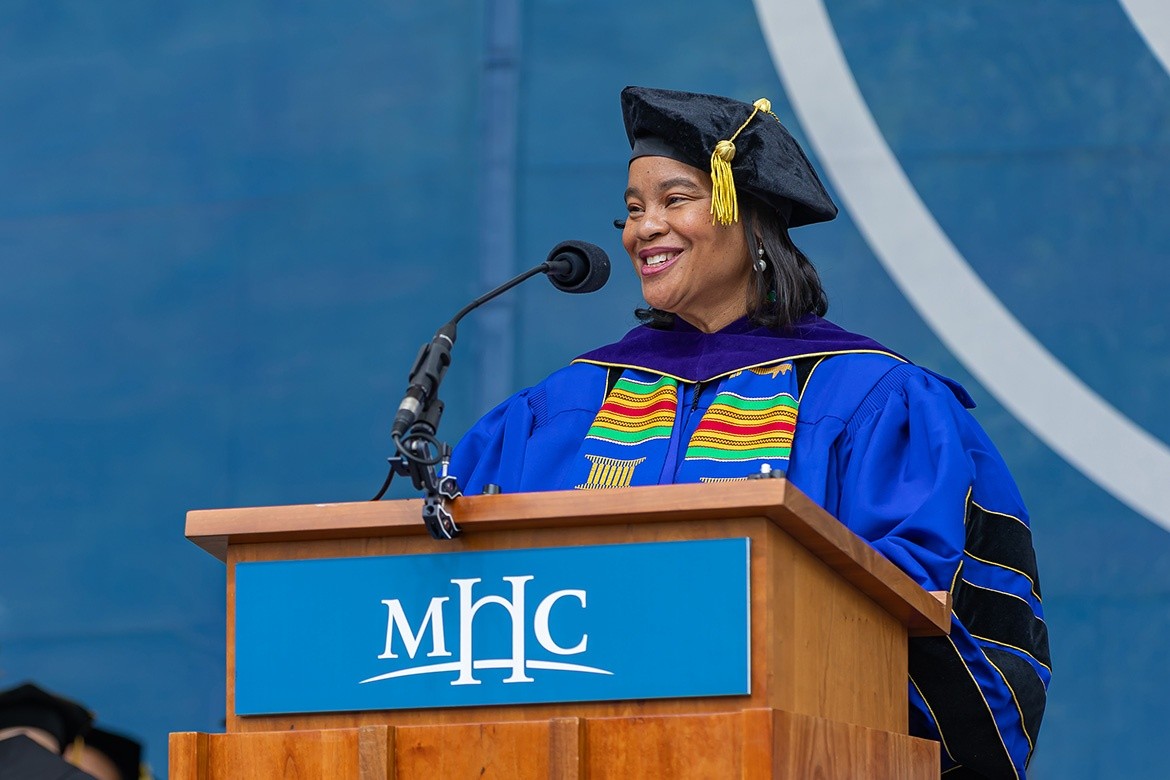 Danielle R. Holley speaks during Commencement