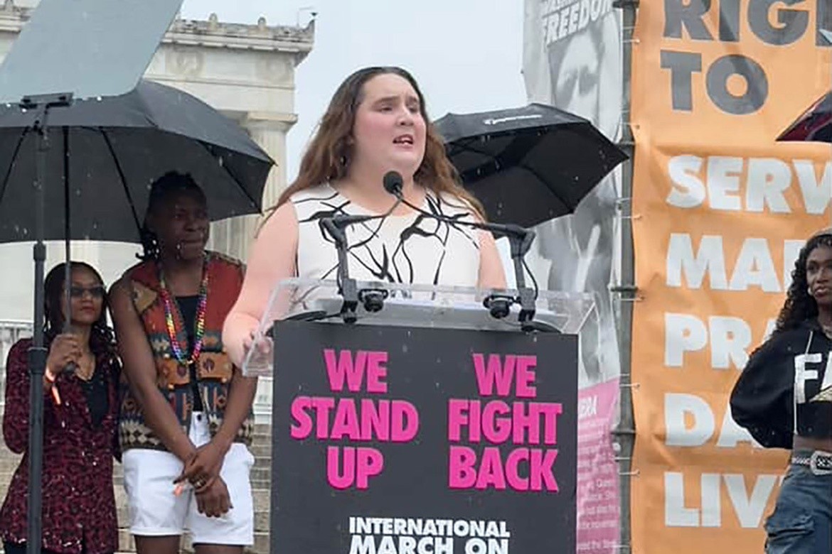 Lily Rood ’27 at World Pride’s International March on Washington in June 2025.