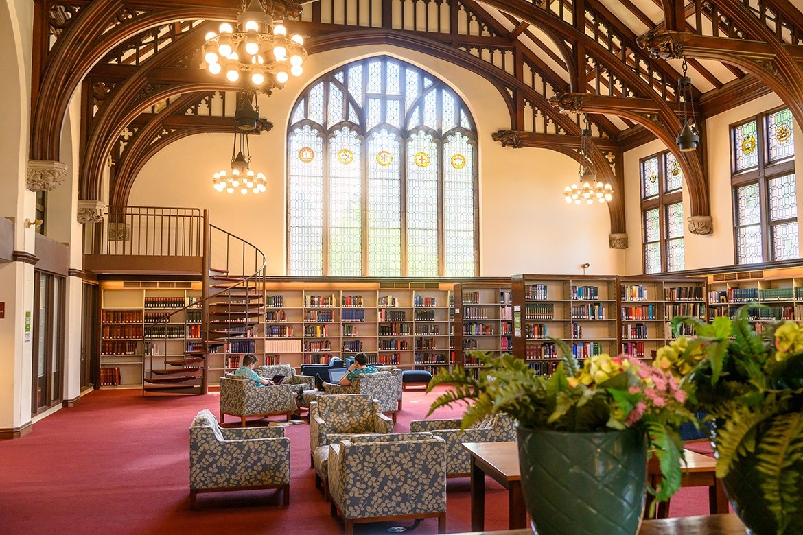 The Reading Room at the Mount Holyoke College library in the summer of 2024.