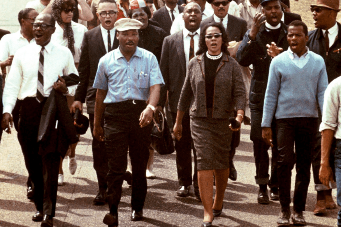Martin Luther King, Jr. and his wife, Coretta, lead a five-day march to the Alabama State Capitol in Montgomery in 1965.