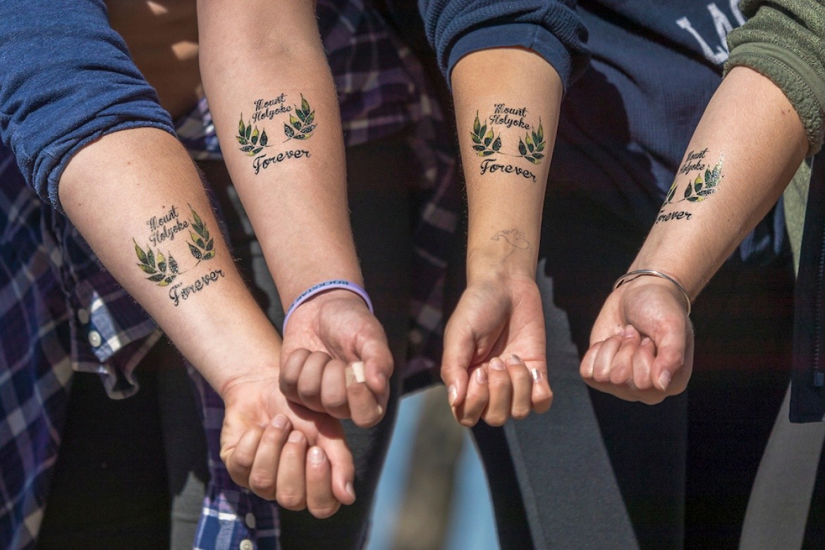 Mountain Day (2007) - Students with tattoos on their arms that read "Mount Holyoke Forever Shall Be"