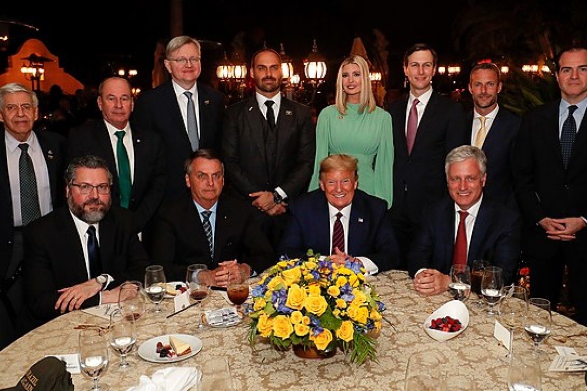 Attendees at a working dinner between Trump and Bolsonaro and advisers in Mar-a-Lago