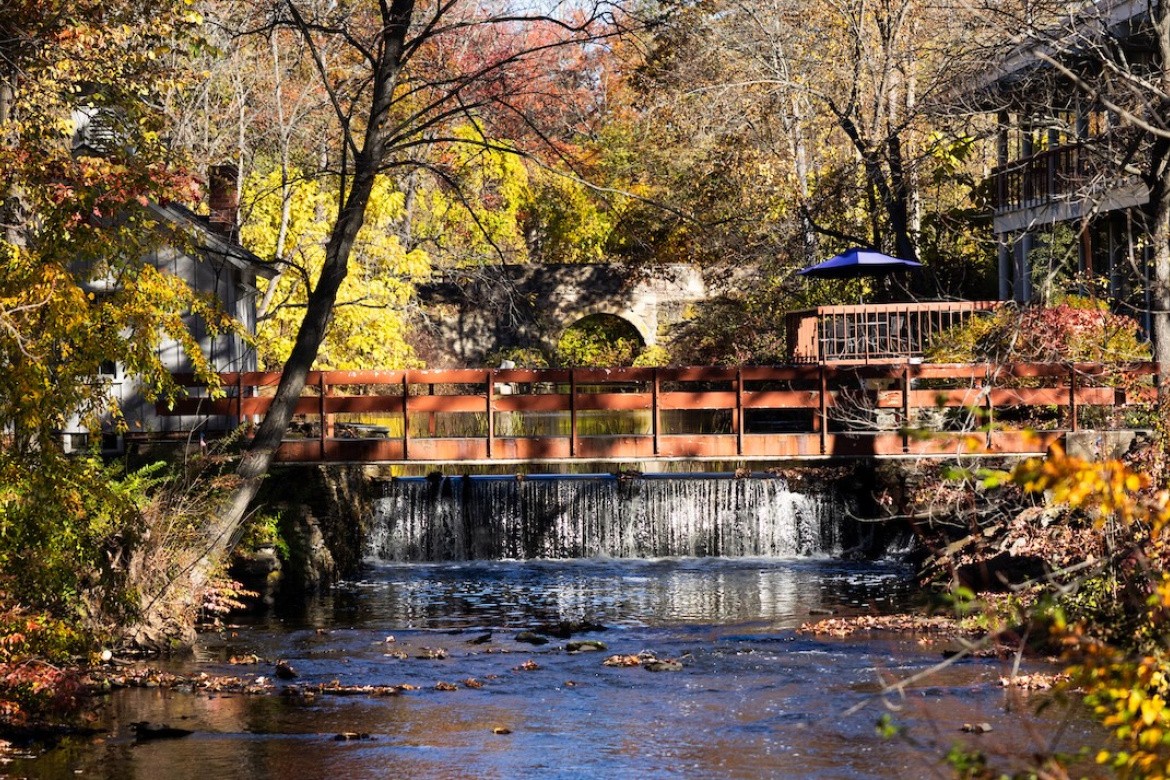 Overlooking a walkway at Mount Holyoke College