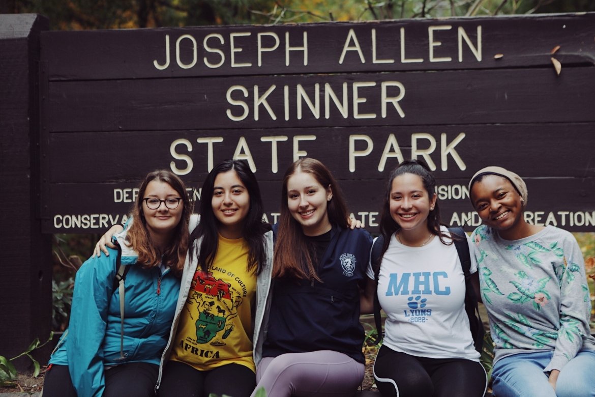 Mountain Day is a venerated tradition at Mount Holyoke College and community members celebrated atop Mount Holyoke. 