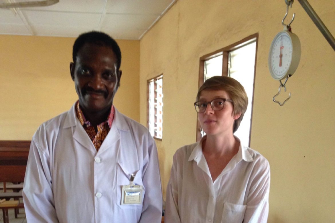 Allison Cressy ’08 with the head of pediatrics at Lomé University Hospital in Togo.