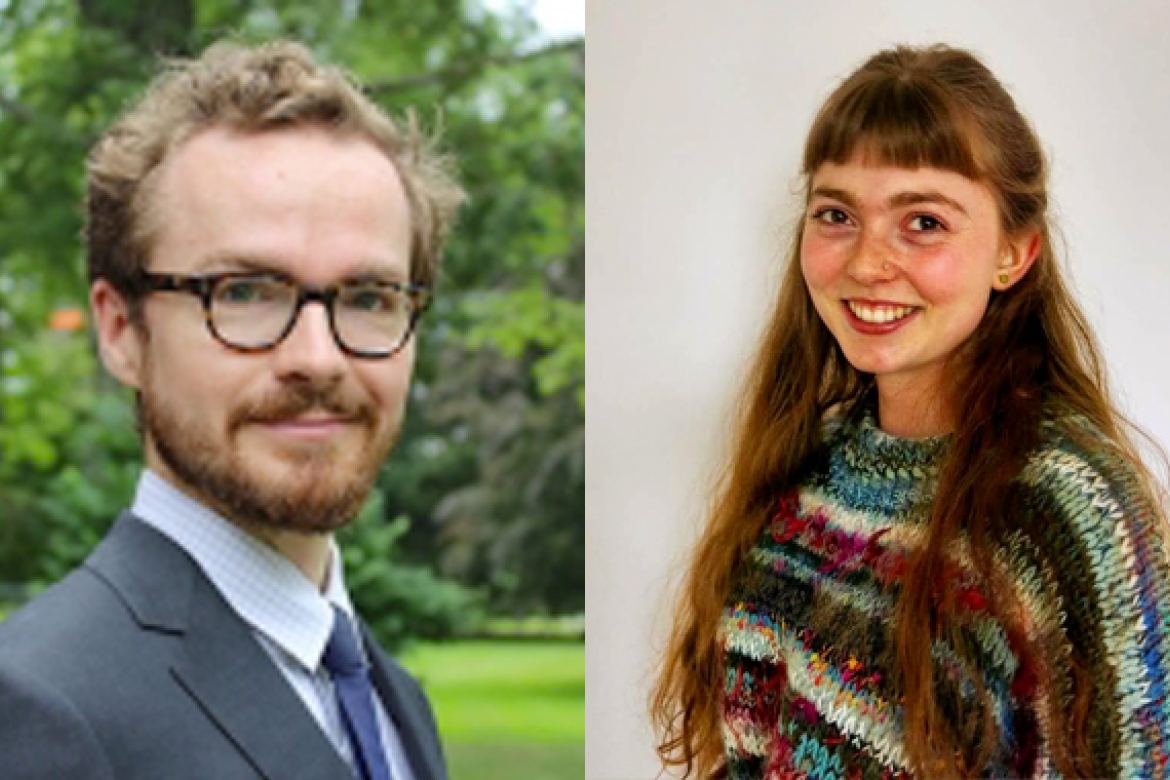 Assistant Professor of Politics Adam Hilton and student Amelia Malpas