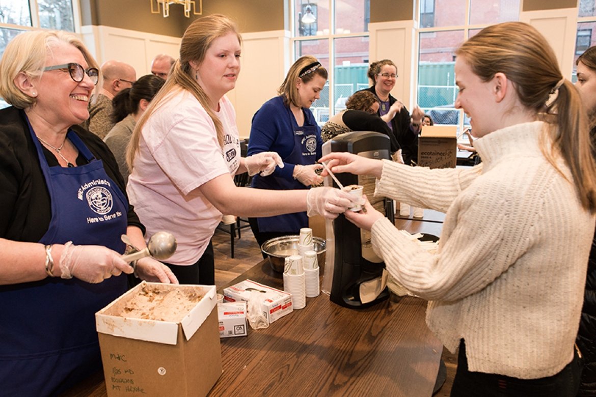 Acting President Sonya Stephens scoops Mount Holyoke’s new official ice cream