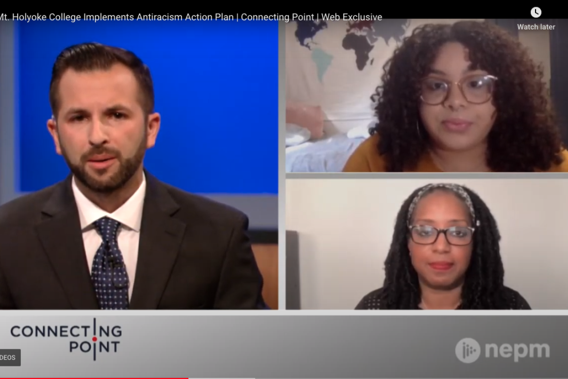 Kijua Sanders-McMurtry (lower right) and Angelis Liriano ’22 (upper right) spoke with Connecting Point about the action plan to ensure the College would be “persistent and uncompromising” in addressing all forms of implicit and explicit racism.