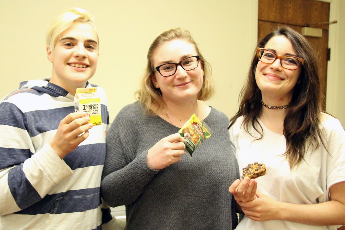 Liz Tucksmith and friends enjoying their study break with snacks