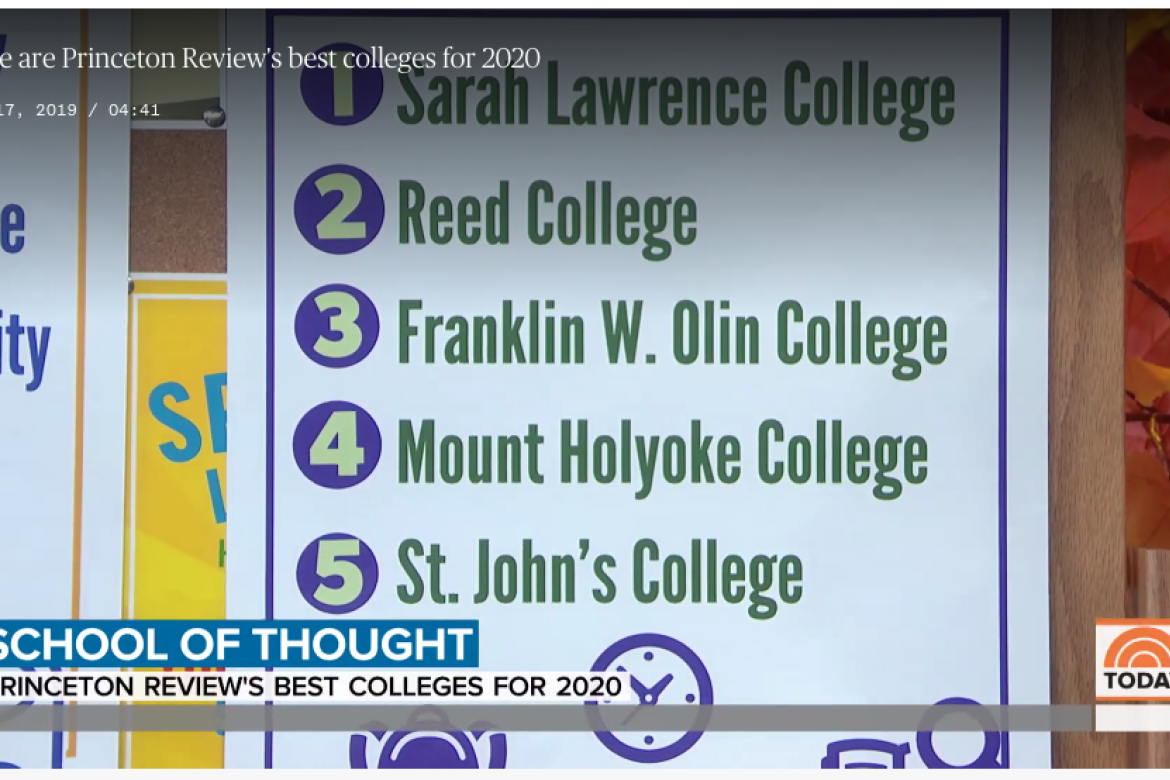 “Today” discusses Princeton Review’s list of “Professors Get High Marks,” where Mount Holyoke College is ranked No. 4 in the country.  