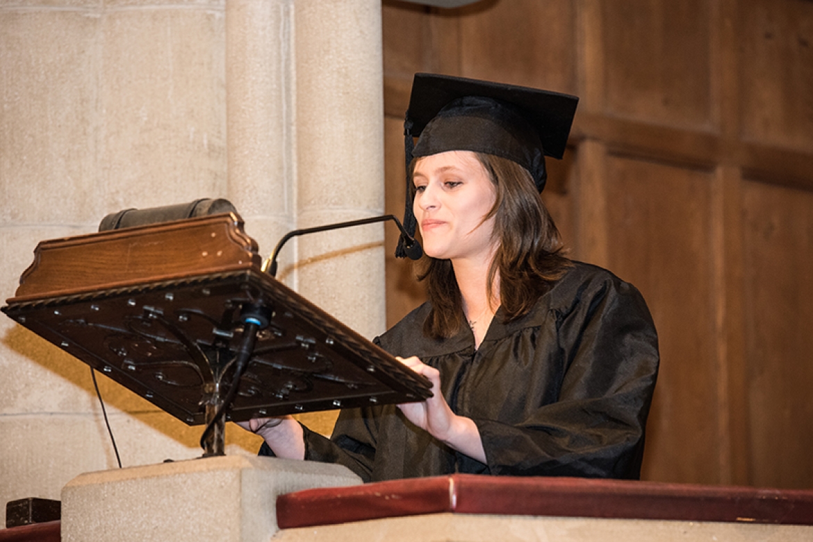 Image of Alicia Winokur ’16 at Baccalaureate
