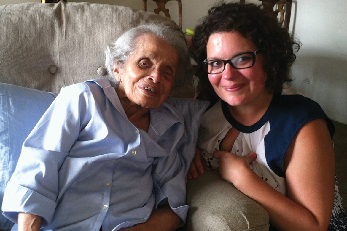 Sara Rzeszutek Haviland ’03 with civil rights activist Esther Cooper Jackson at Jackson’s Brooklyn home.
