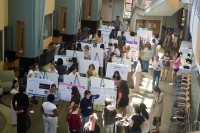 Student researchers presented their posters in the Marion Craig Potter ’49 Atrium. Photo courtesy of Katie Berry.