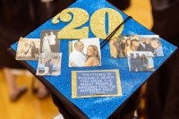 A Commencement cap decorated for the class of 2020