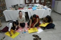 Students doing a poster project