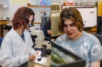 Two Mount Holyoke College students have been selected for the second round of the Beckman Scholars Program. As part of the 15-month program, students delve deeply into advanced research projects with the mentorship of a College faculty member. Moss Beeler ’26 (right) and Aitana Zamora Varela ’27 (left).