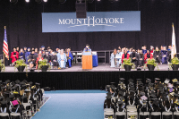 Interim President Beverly Danial Tatum addressing graduates during Commencement 2023