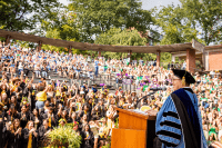 Dr. Beverly Daniel Tatum addresses students during Convocation 2022