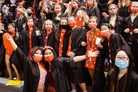 Students cheered in support of their classmates, waved pom-poms, performed the wave and dressed in their class colors. Seniors wore regalia topped with red hats, berets and boas in honor of the red pegasi.