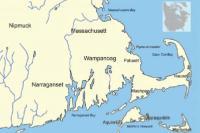 Map of Massachusetts indicating where indigenous tribes lived