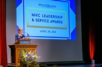 Dean Marcella Runell spoke at the annual Leadership and Service Awards.
