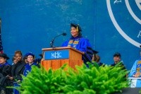 President Danielle R. Holley speaking at Mount Holyoke's one hundred eighty-eighth Commencement in 2025.