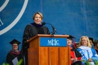 Governor Maura Healey speaks at Mount Holyoke’s Commencement on May 25, 2025.