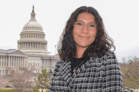 Student Naomy Poot Ibarra in Washington, D.C. during the Weissman Center for Leadership’s annual “Careers in D.C.” trip.