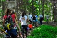 Students get to work restoring the site.