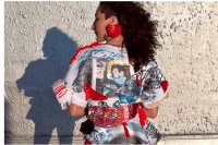 “National Dress,” by Sophia Hess ’22. Hess is a queer artist with a multinational heritage living on Tongva territory, also known as Los Angeles, California. She is currently studying studio art and environmental studies.