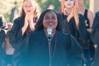 Nathania Amadi ’26 speaking at Convocation