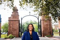 President Holley at the Mount Holyoke College Gates
