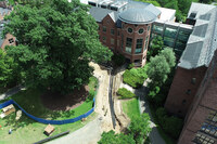 Aerial view of geothermal project construction by Kendade Hall.