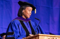 President Danielle R. Holley speaks during the Commencement ceremony in 2026.