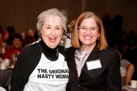 Carmen Yulín Cruz (right), the Harriet L. Weissman and Paul M. Weissman Distinguished Fellow in Leadership at Mount Holyoke College, joins Harriet Weissman ’59 in celebrating the 20th anniversary of the Weissman Center for Leadership in 2019.